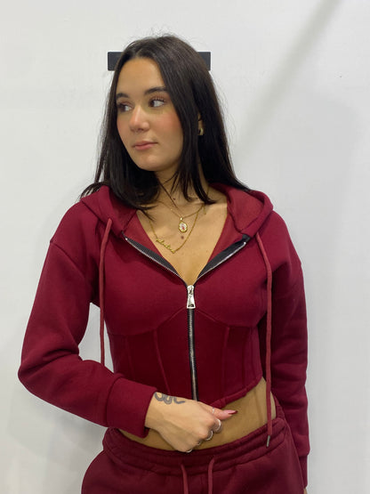 chic felpa zip bustier