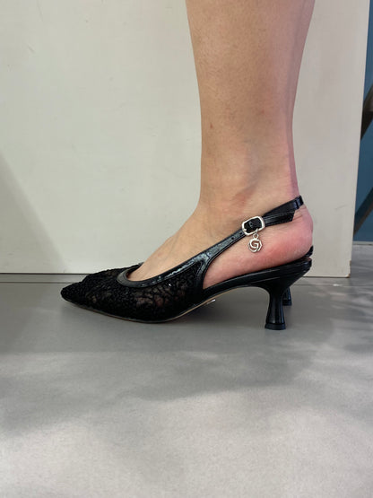 gold sling back in pizzo
