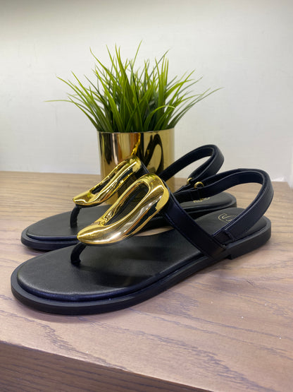 gold infradito medaglione