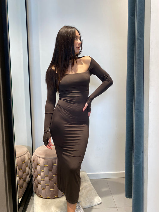 victor long dress collo pistagna