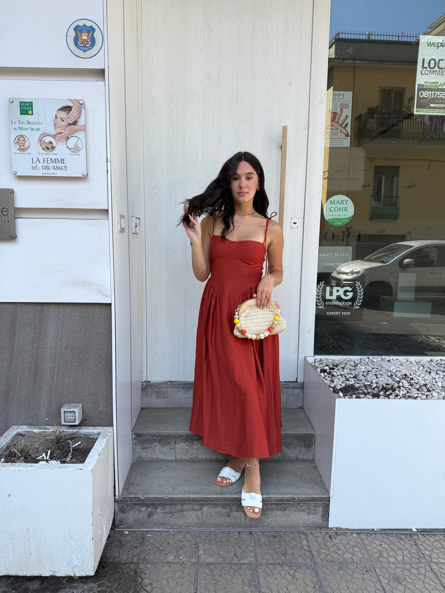 cor01 long dress laccio spalla