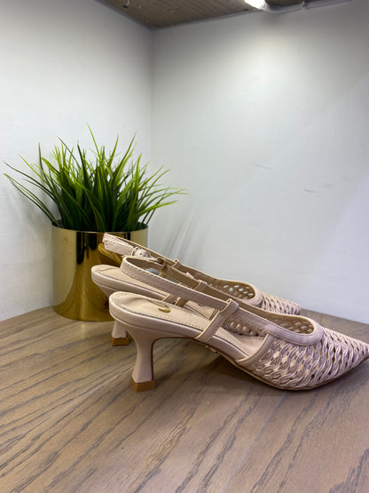 gold sling back rete intrecciata