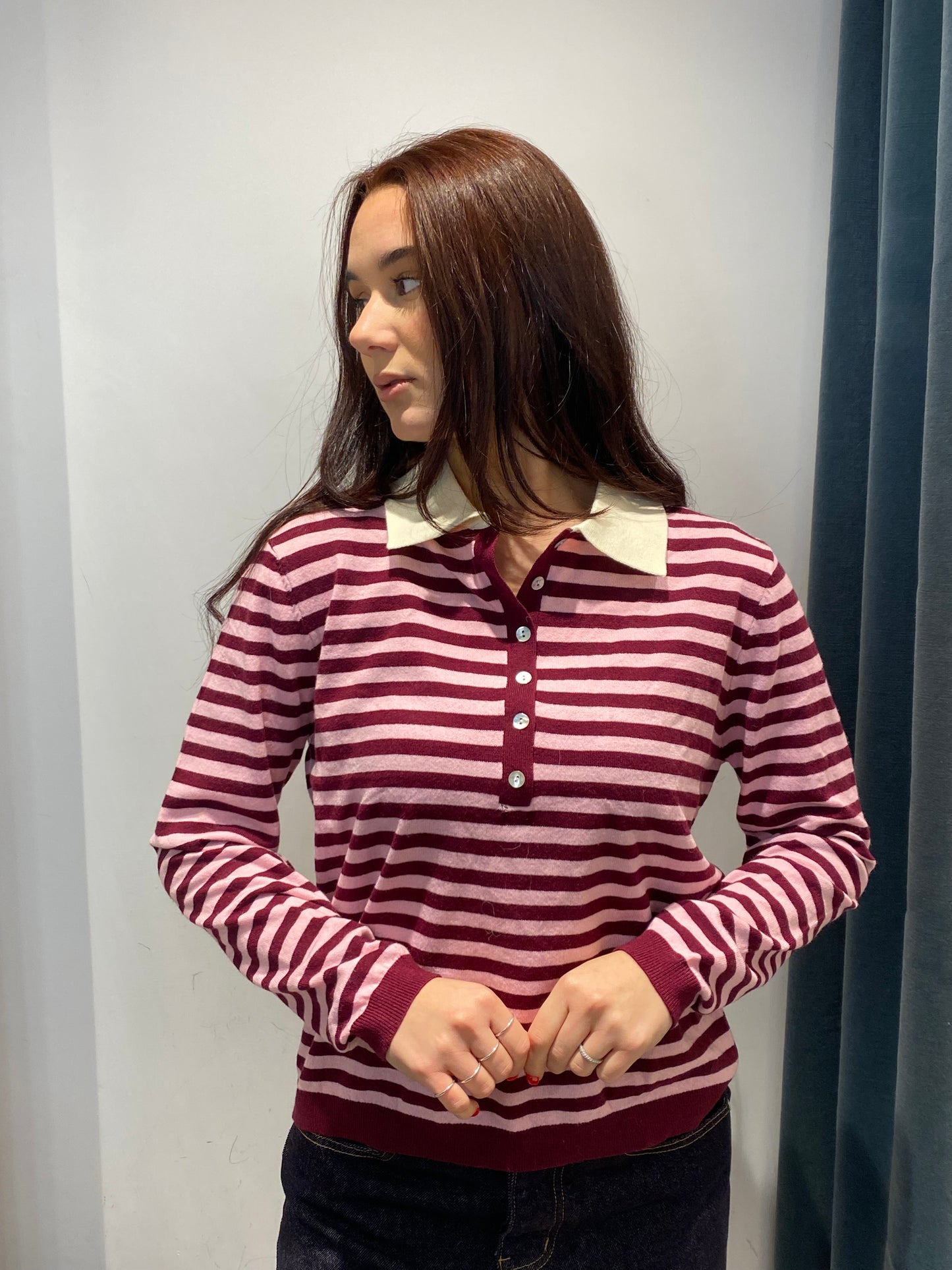 glitter polo righe collo unito