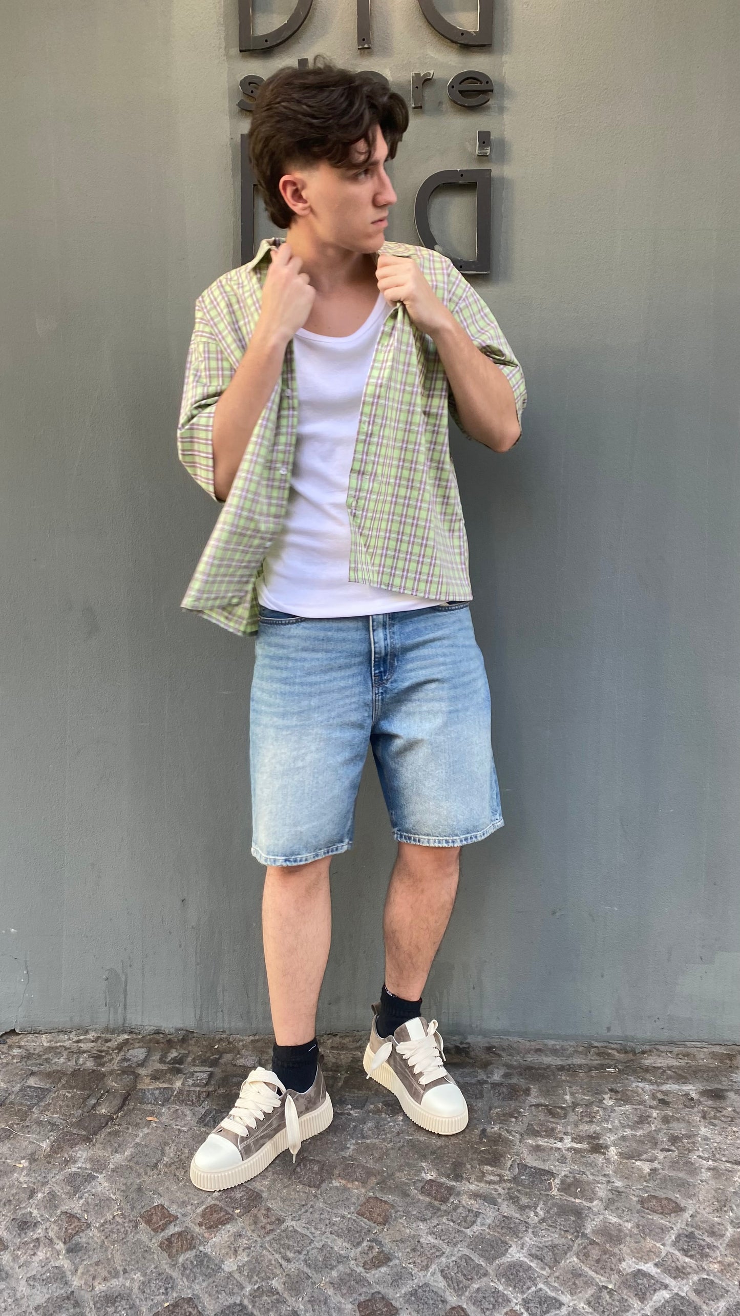 duca camicia riga mista