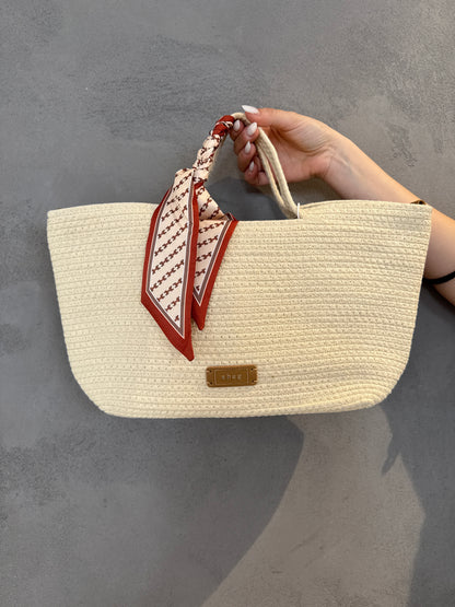 irene borsa rafia con fascia foulard