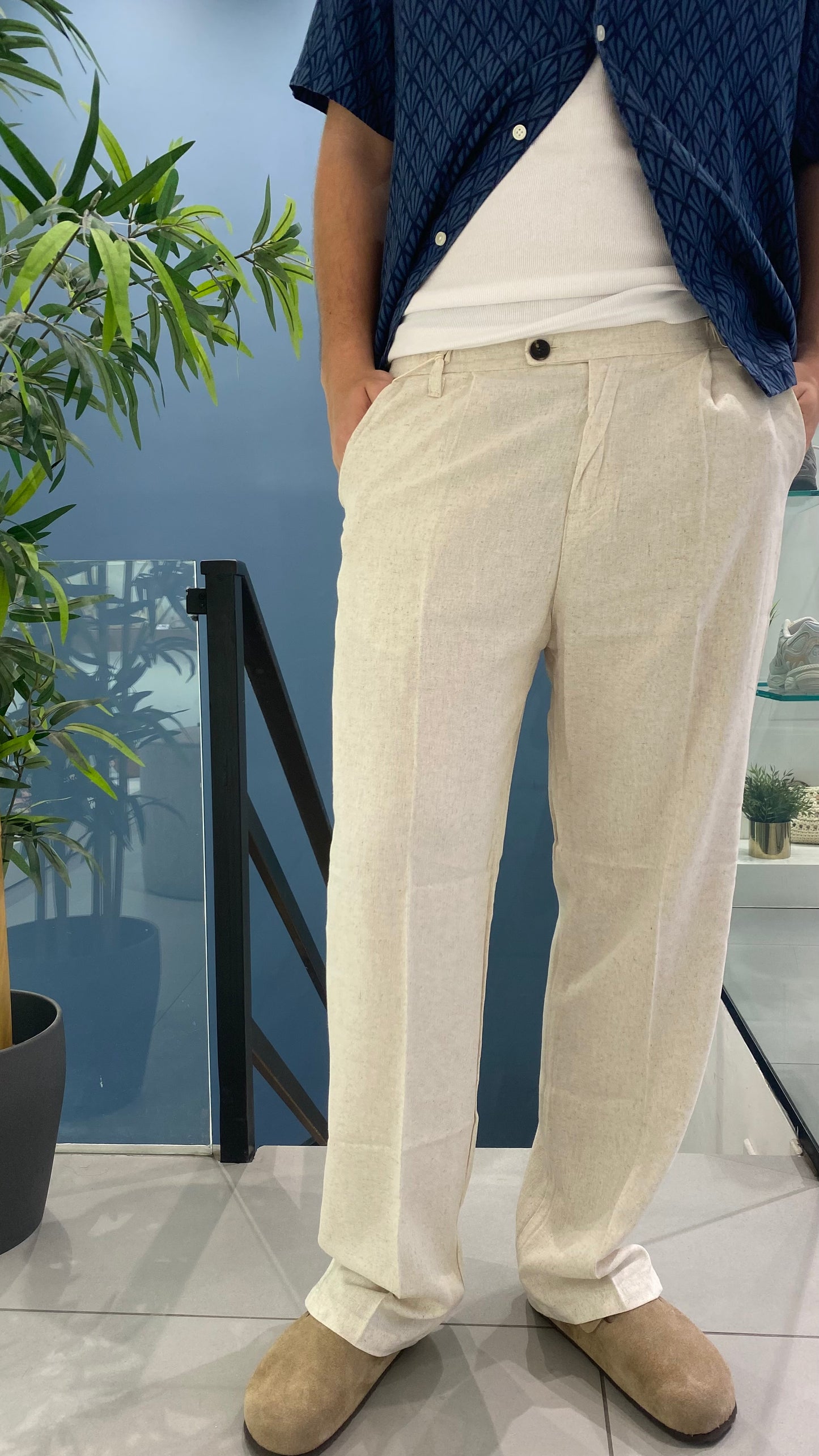 duca pantalone lino