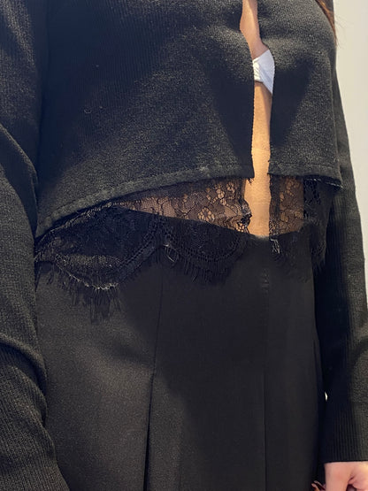 cardigan bottone perla pizzo