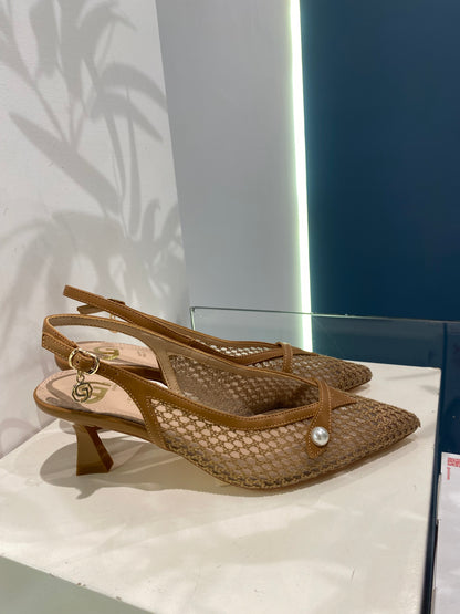gold sling back rete con perla