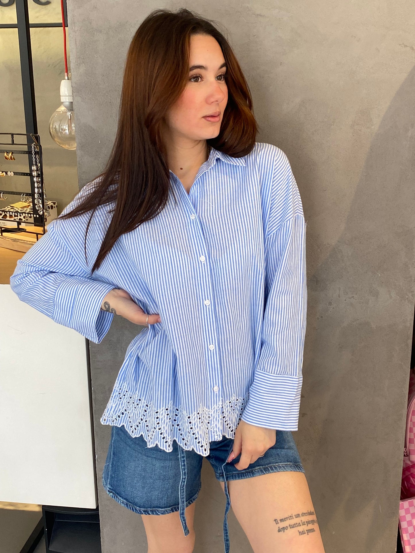 only camicia bordo sangallo