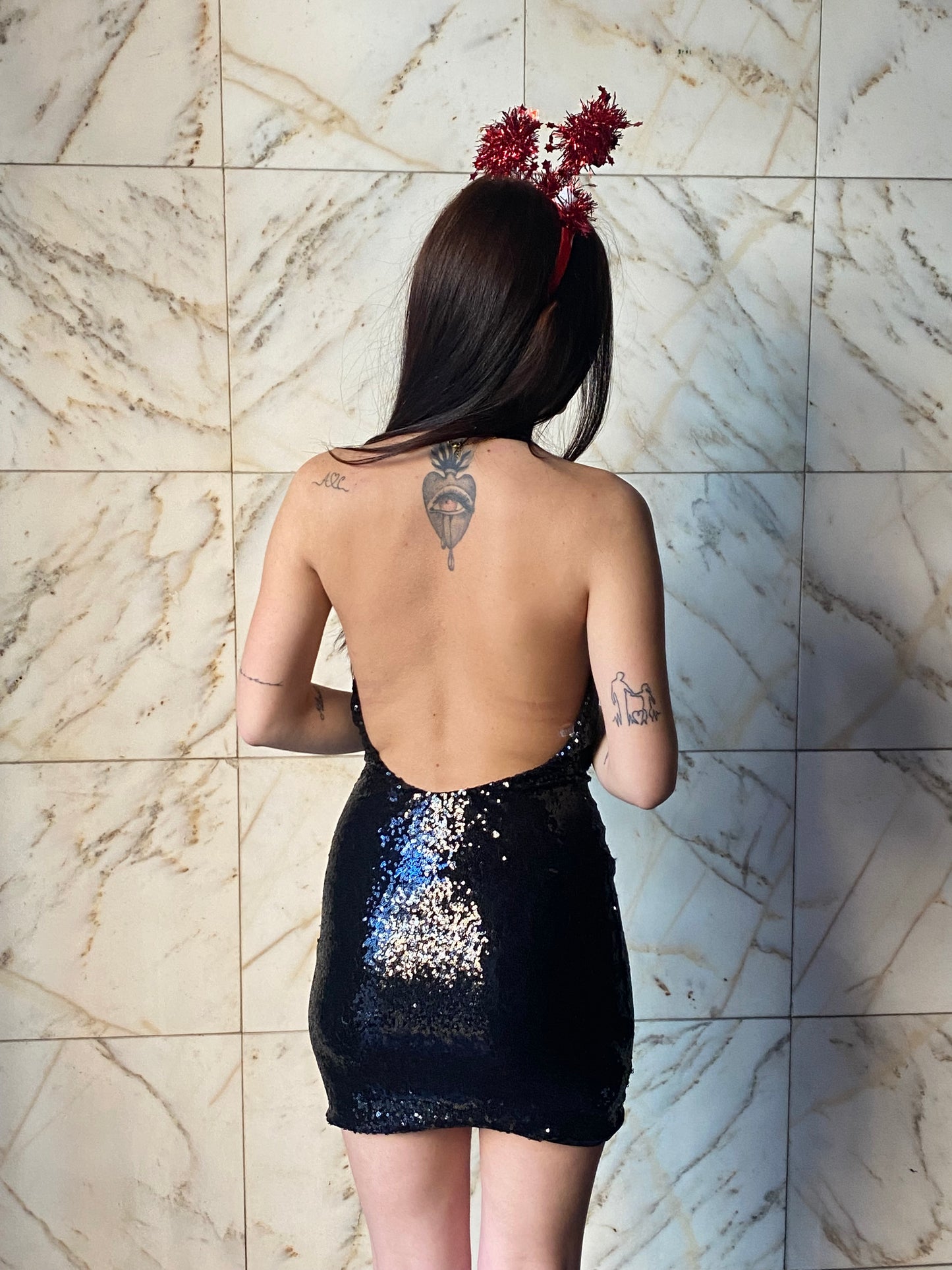 victor mini dress paillette scollo