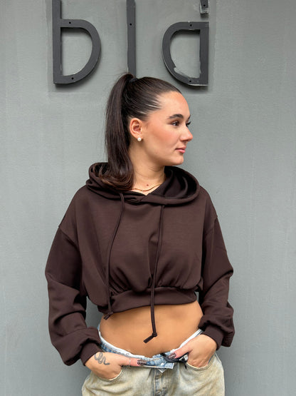 chic felpa crop cappuccio
