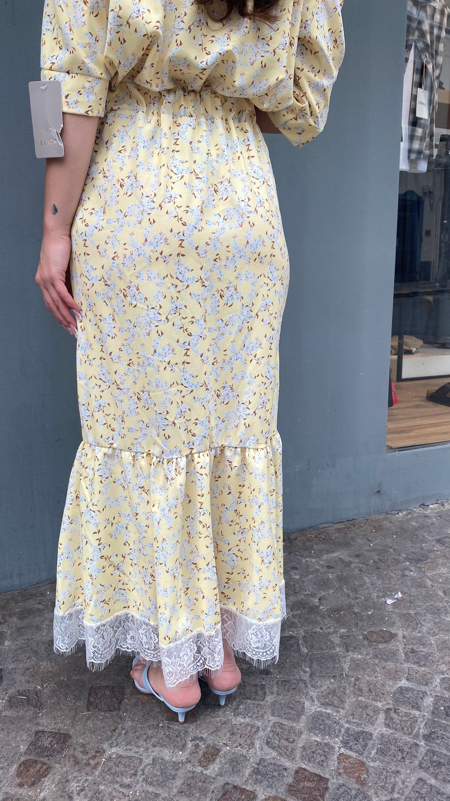 victor long dress bottoni floreale