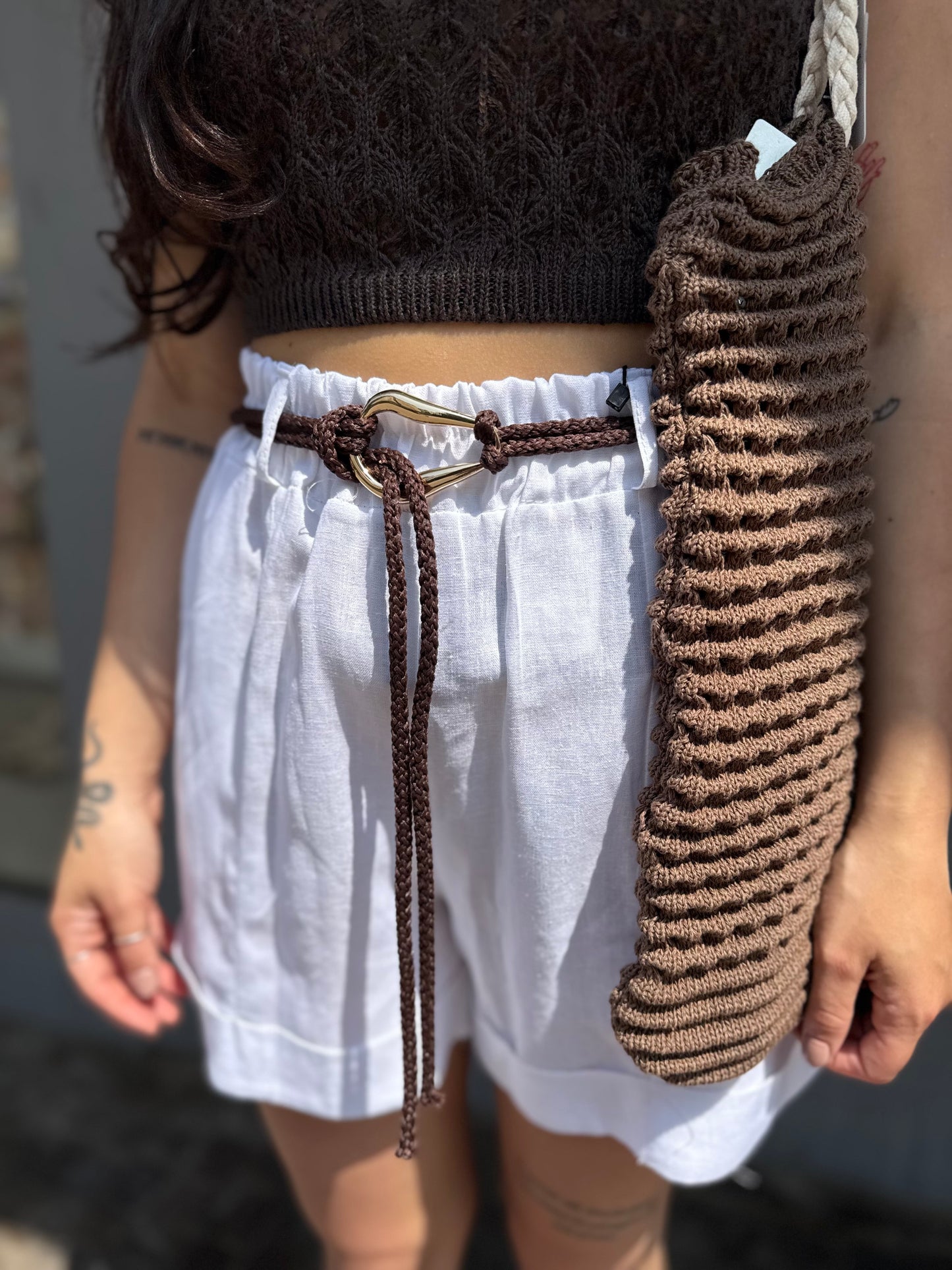 vicbee short lino cintura