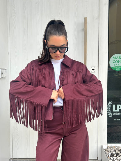 lumina giacca frange suede