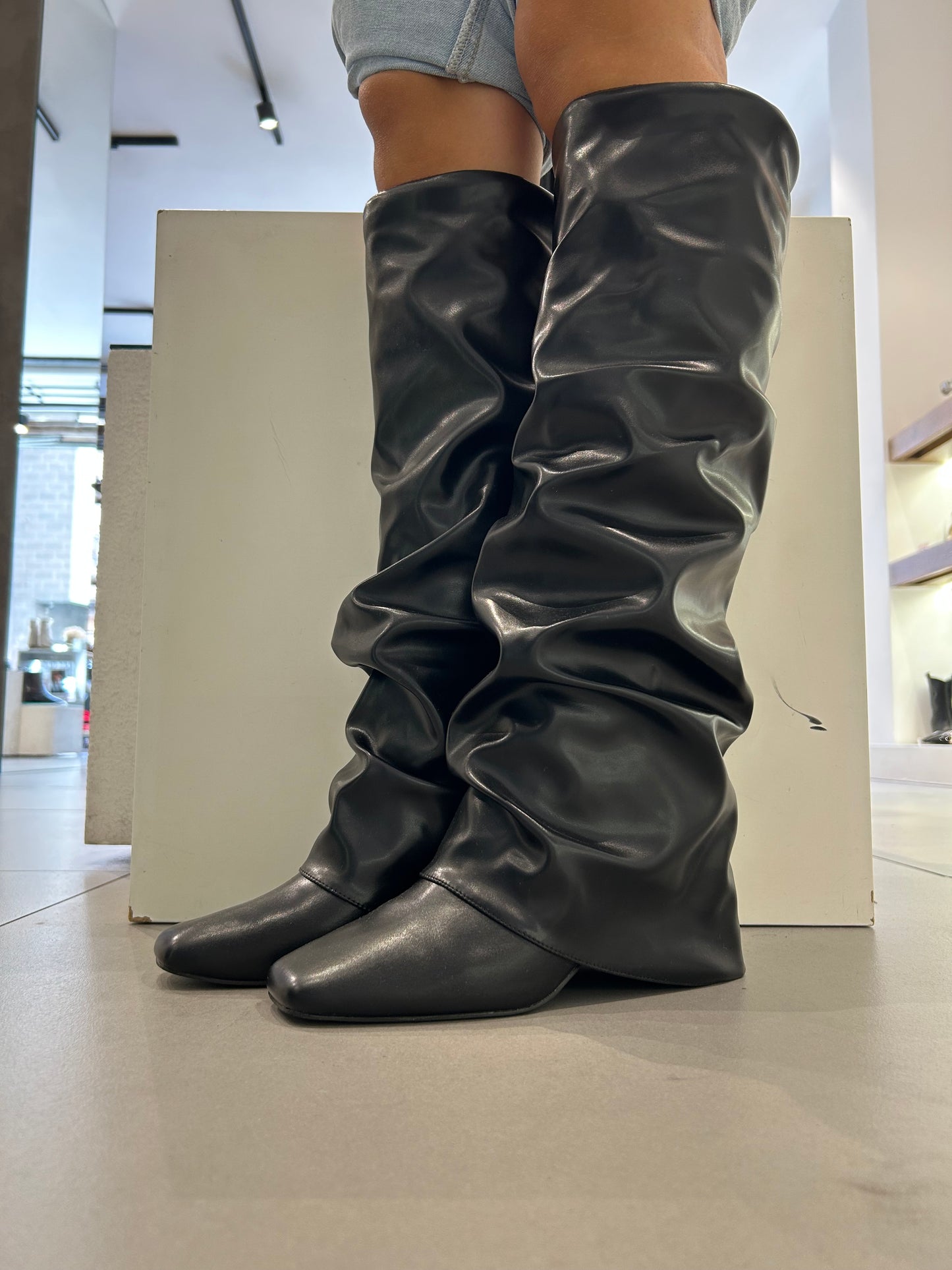 gold stivale punta quadrata