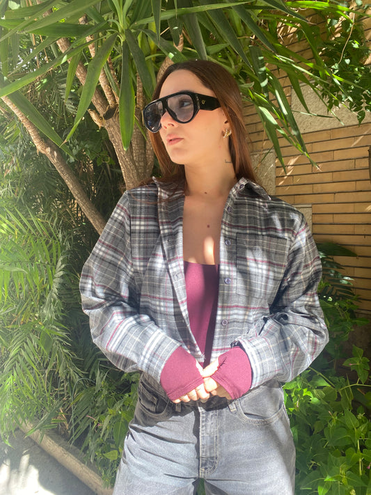 two way camicia crop check