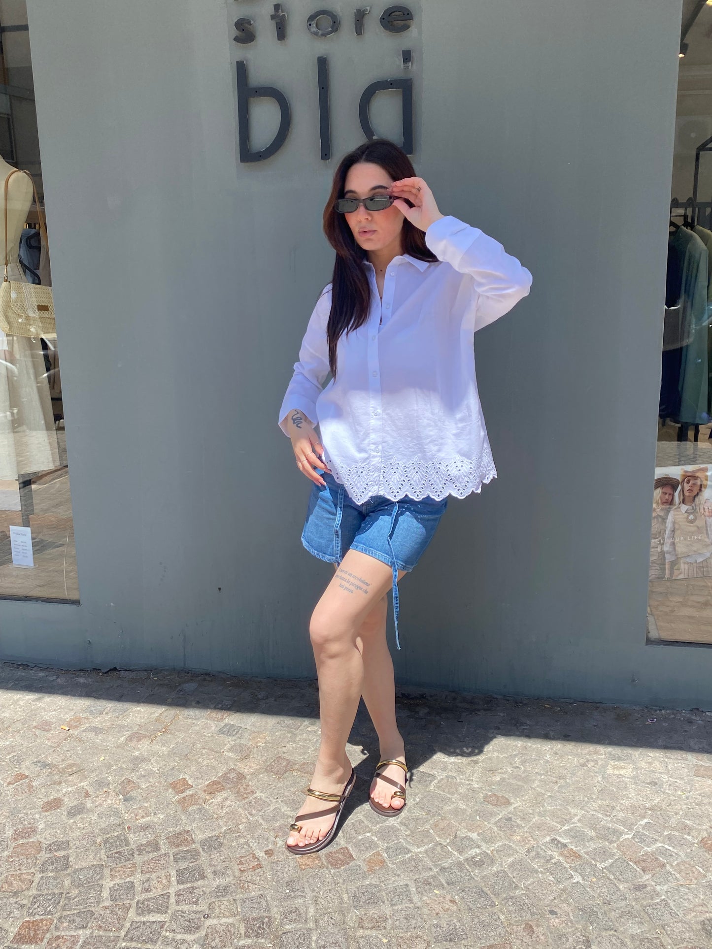 only camicia bordo sangallo