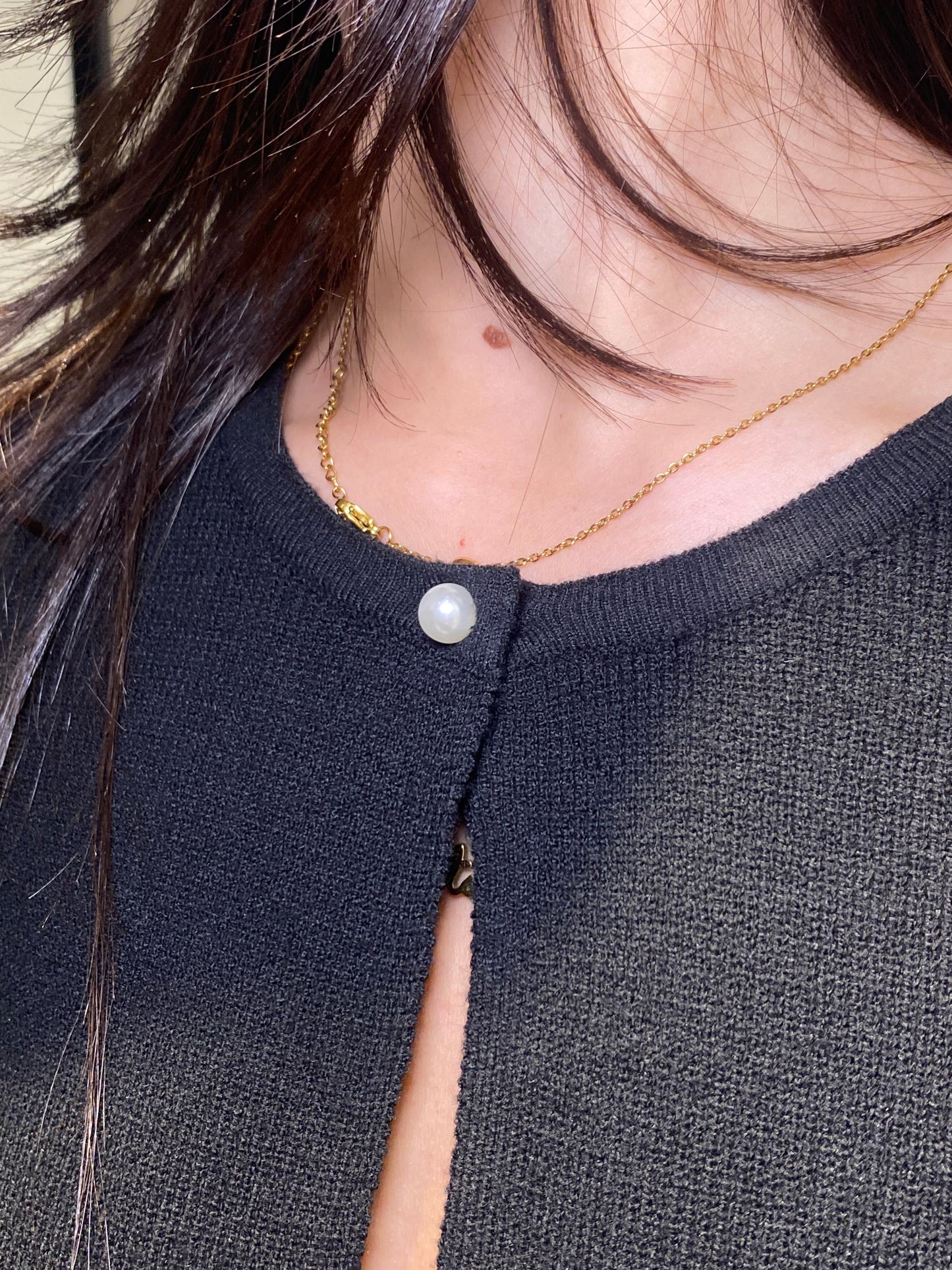 cardigan bottone perla pizzo