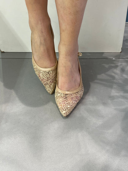 gold sling back in pizzo