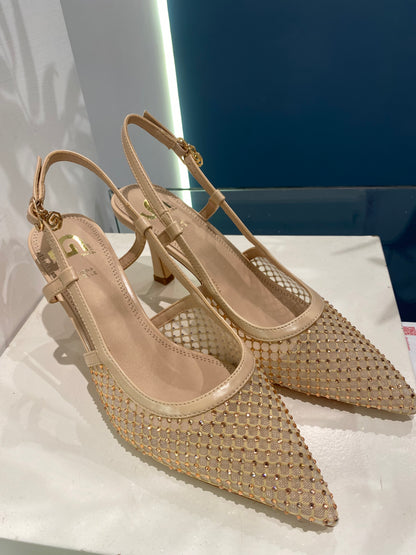 gold sling back mini strass
