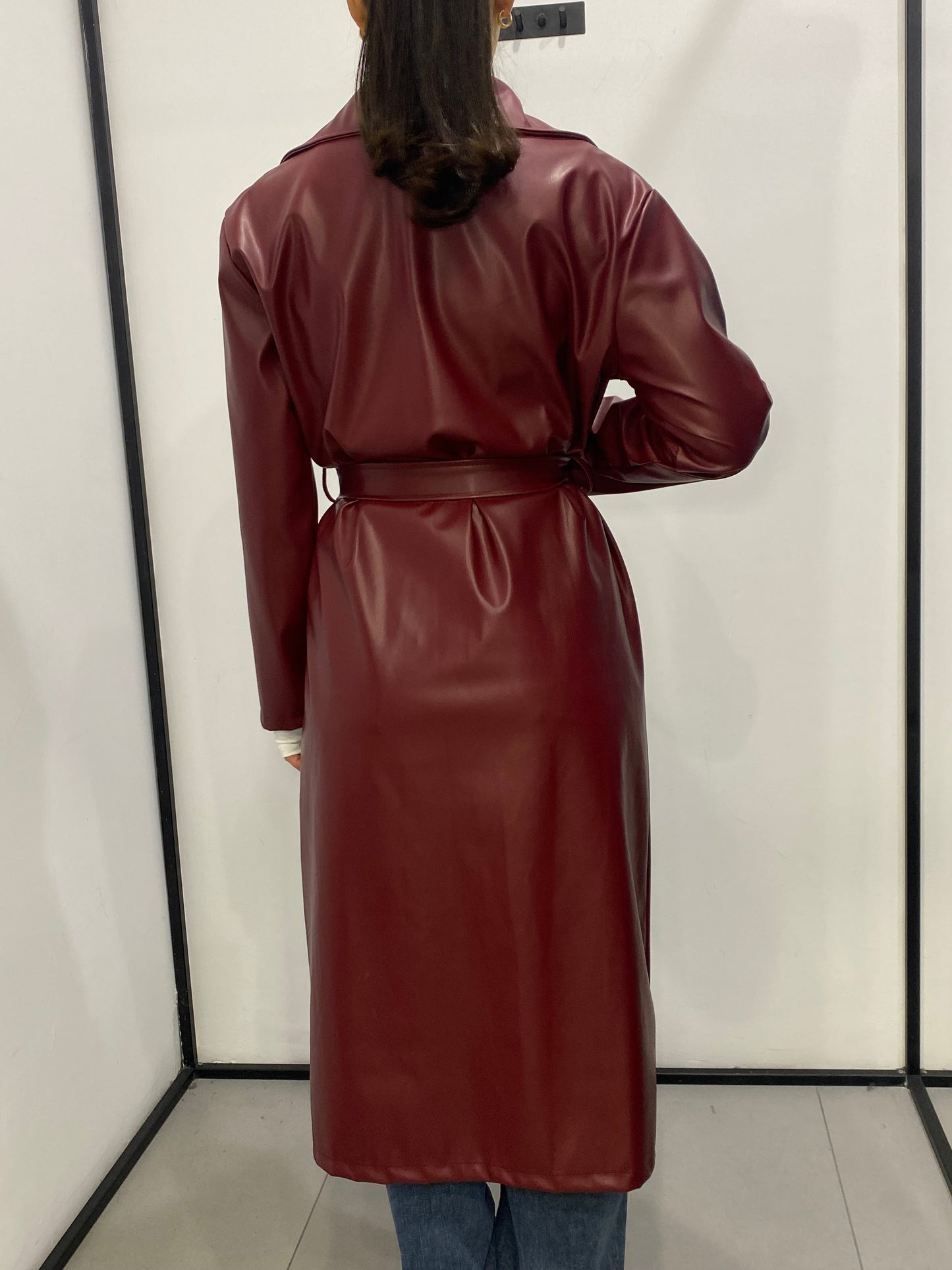 chic trench ecopelle lungo