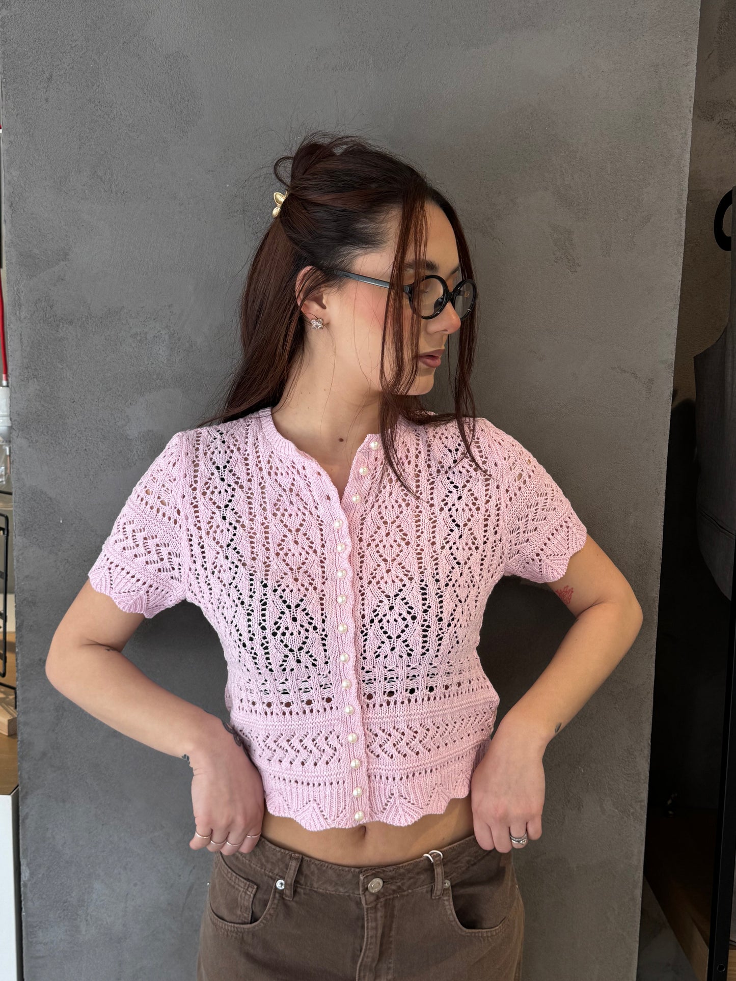 only cardigan traforo m/m bottoni perla