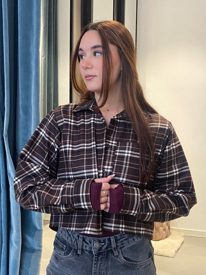 two way camicia crop check