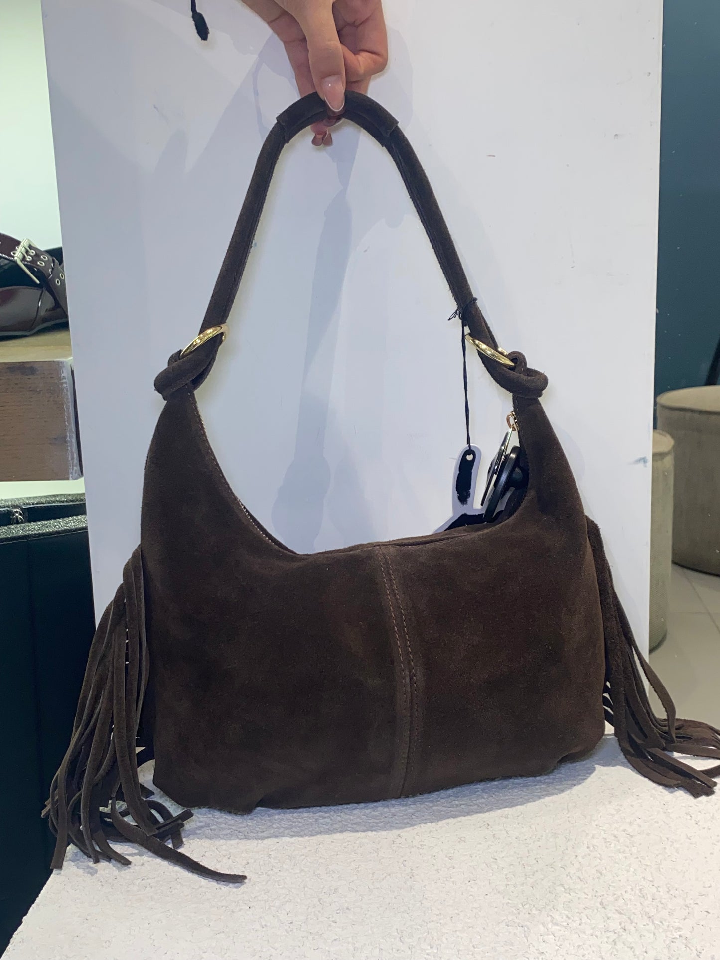 good vibes borsa frange manico