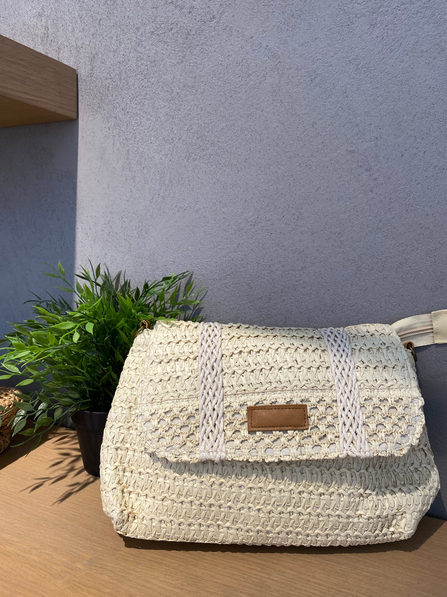sara borsa raffia bicolor