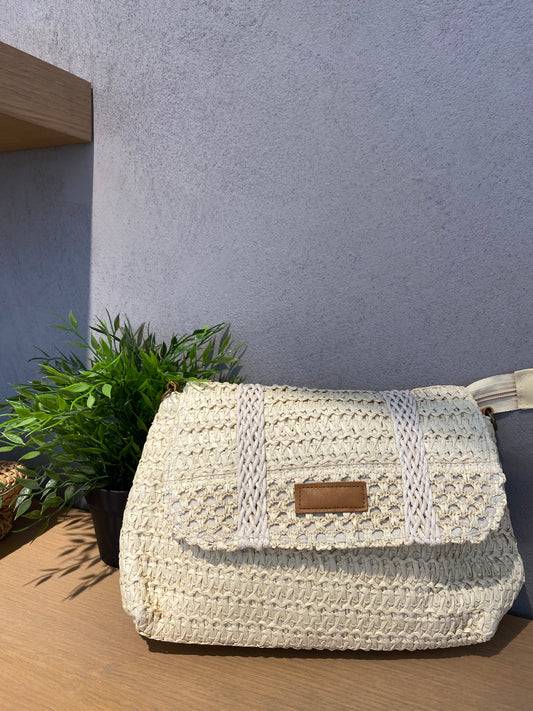 sara borsa raffia bicolor