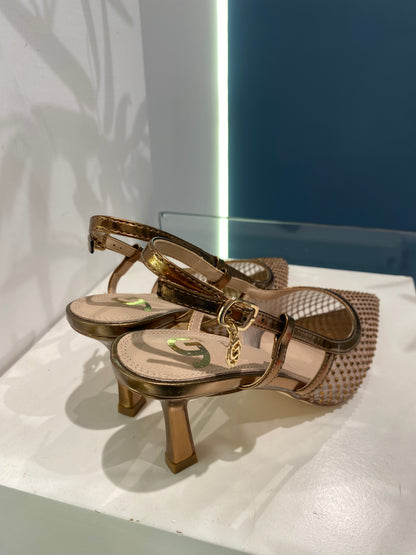 gold sling back mini strass