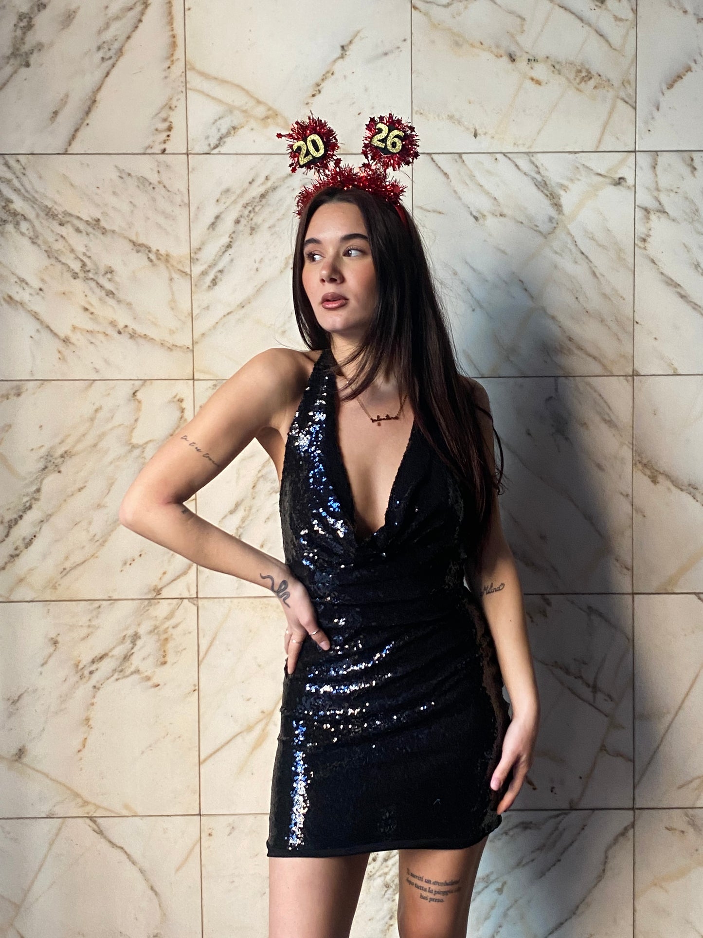 victor mini dress paillette scollo