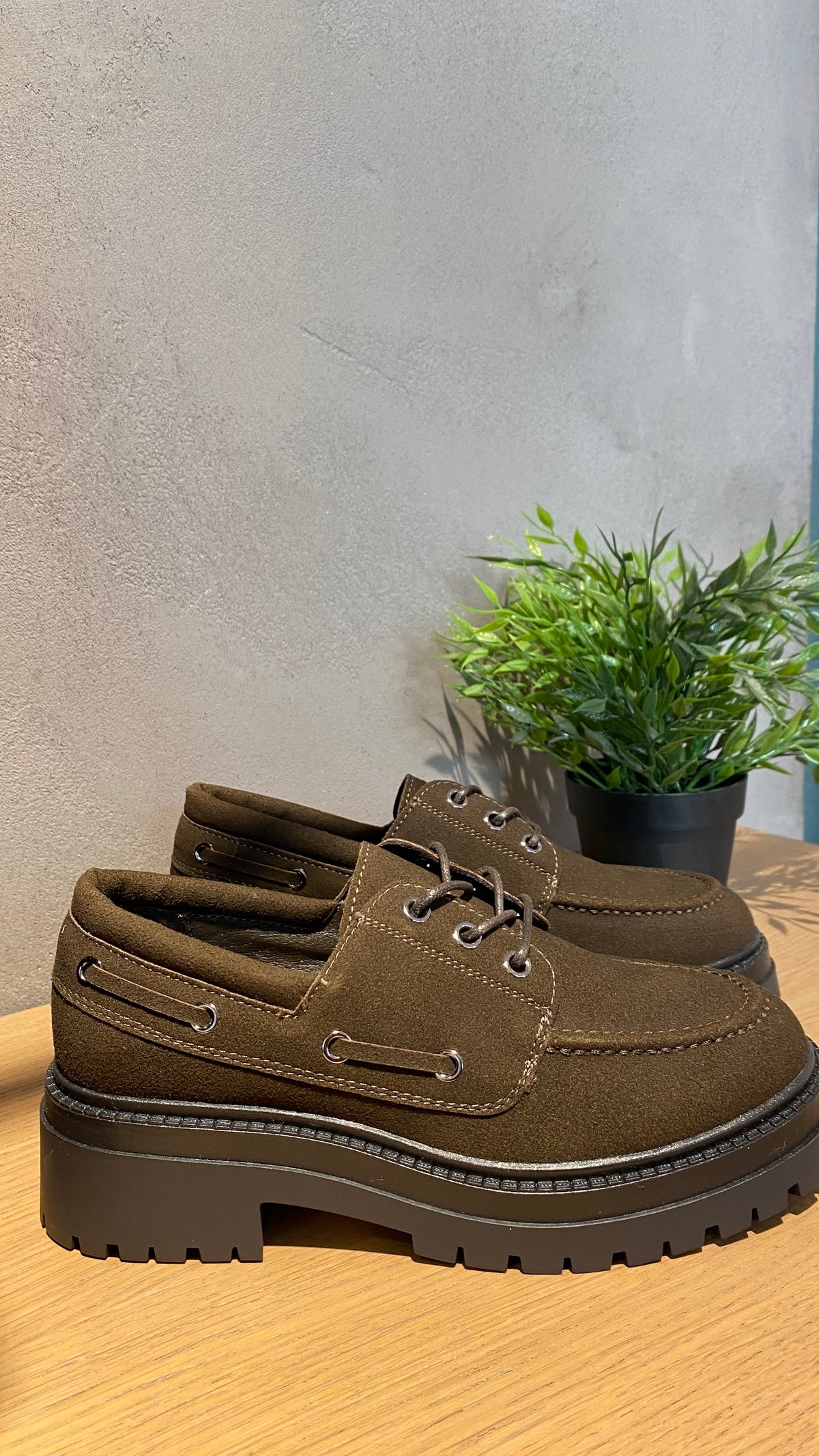 gold mocassino platform camoscio