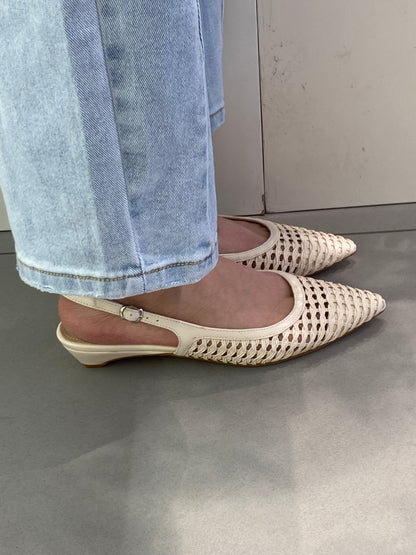 gold sling back intrecciata
