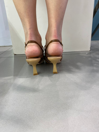 gold sling back raffia
