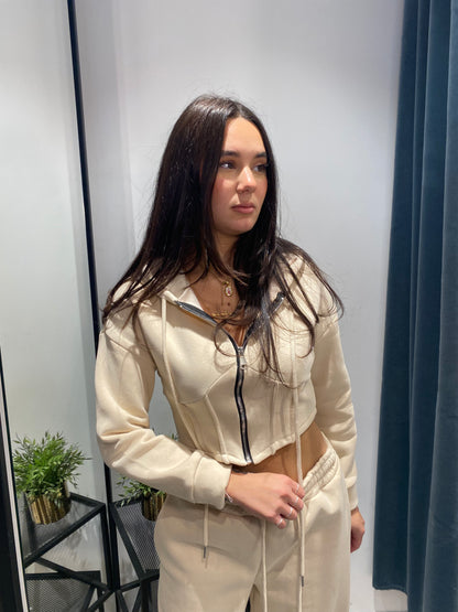 chic felpa zip bustier