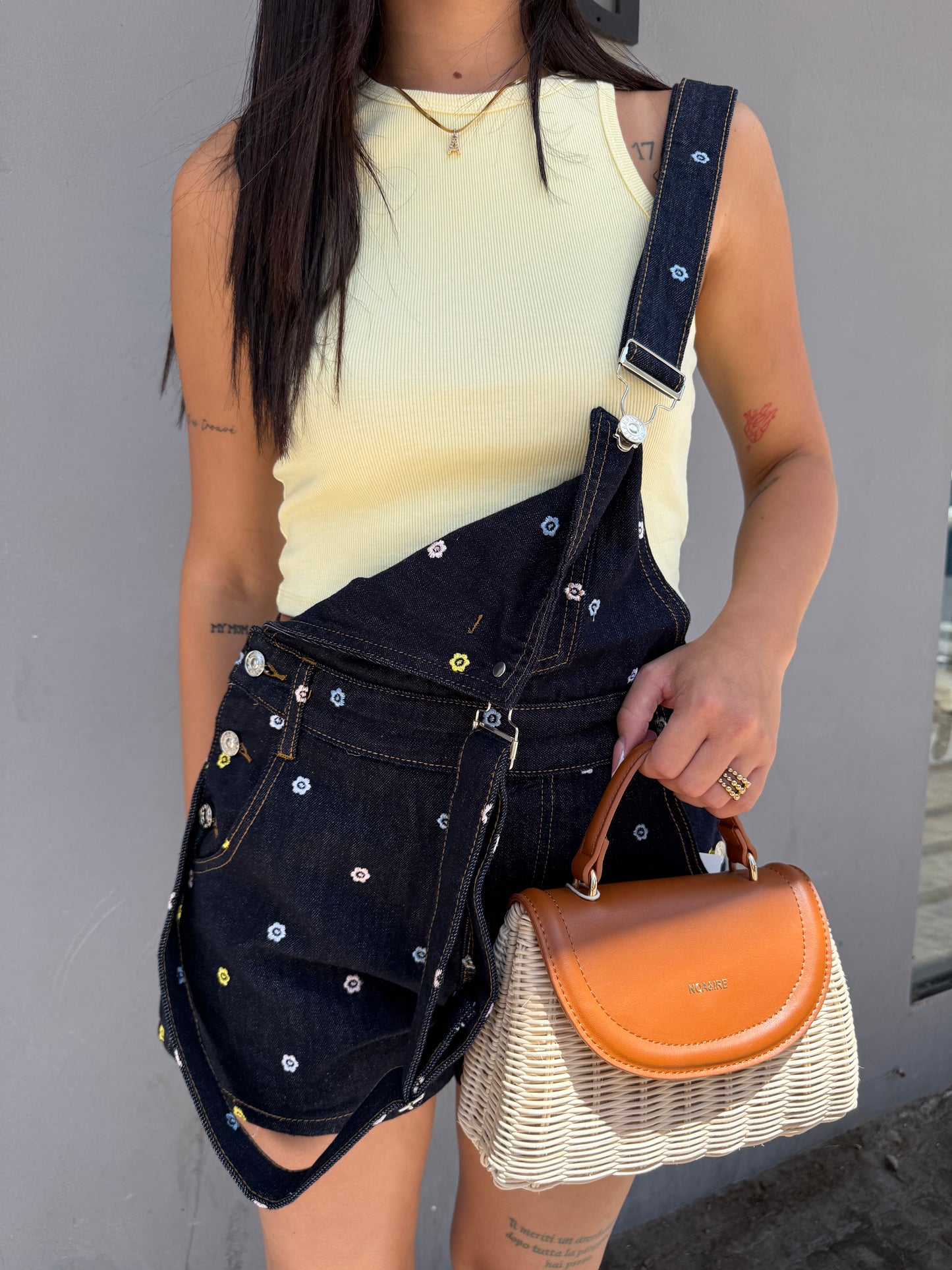monique salopette denim ricamo