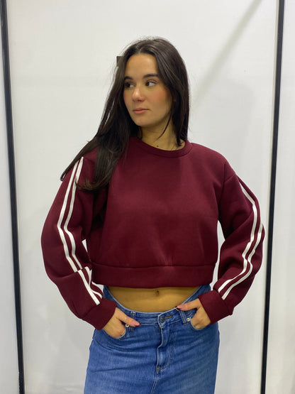 chic felpa crop banda manica