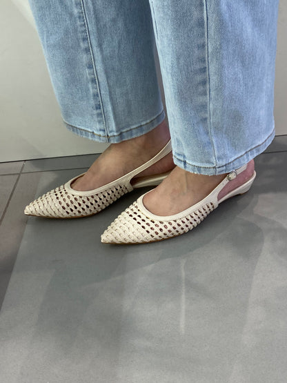 gold sling back intrecciata