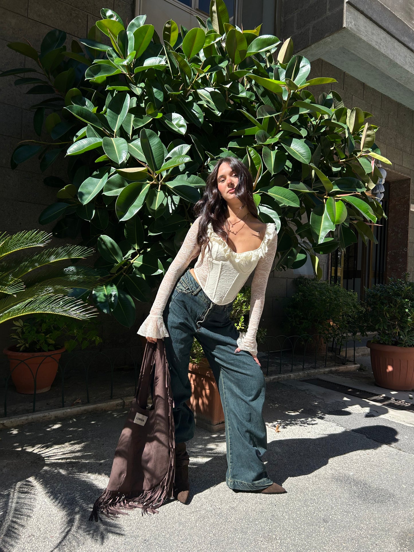 lumina borsa sacco frange