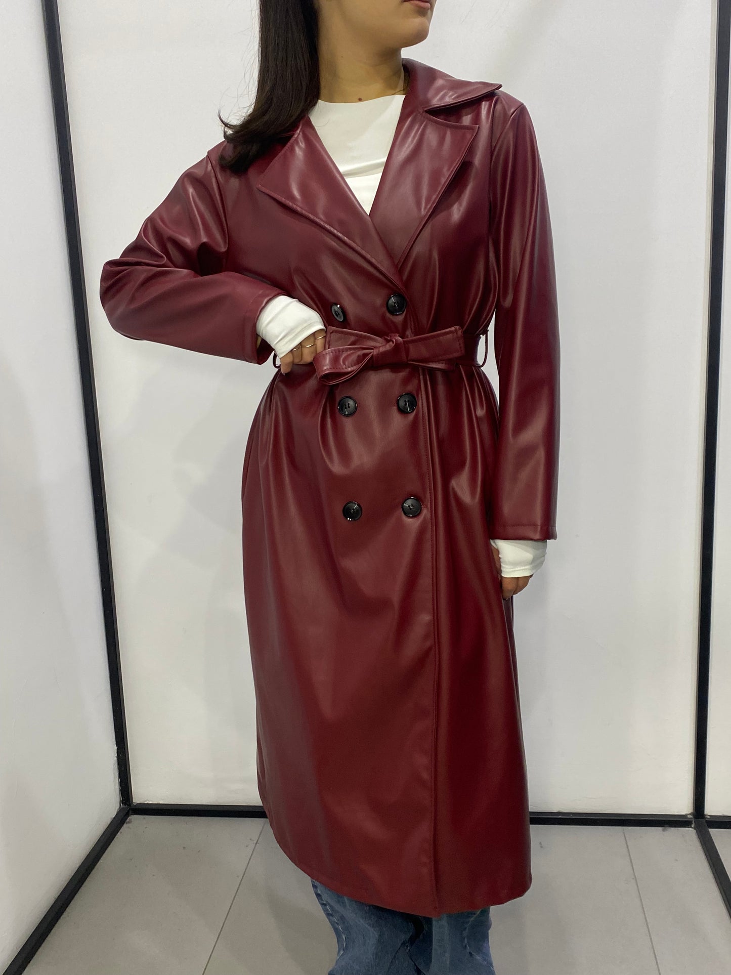 chic trench ecopelle lungo