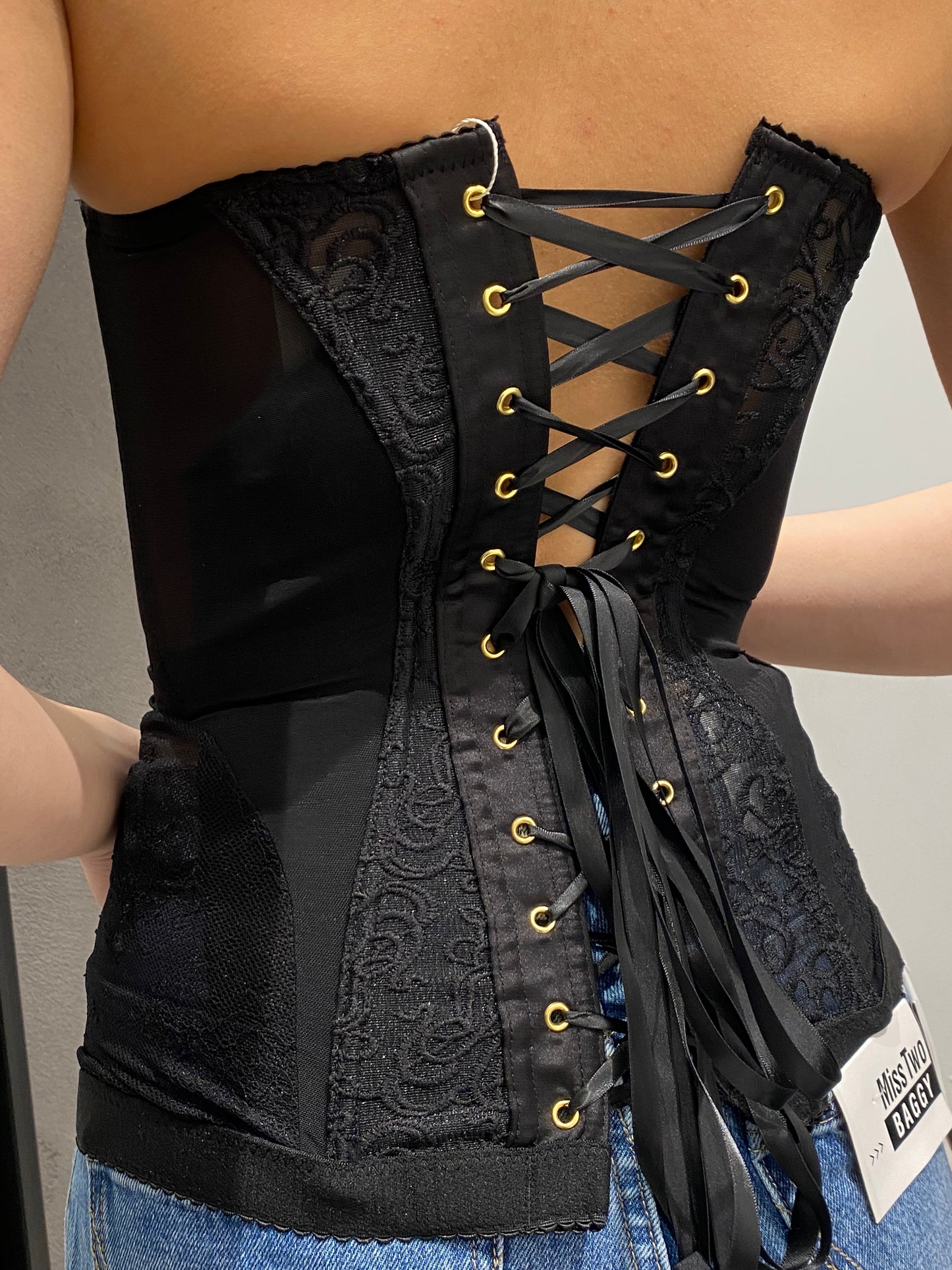 glitter corsetto pizzo stringhe