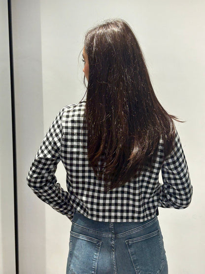 luna camicia check crop