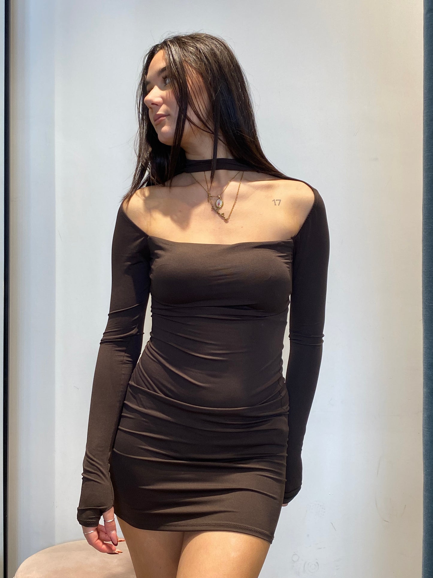 isabel mini dress collo pistagna