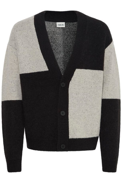 solid cardigan contrasto quadri