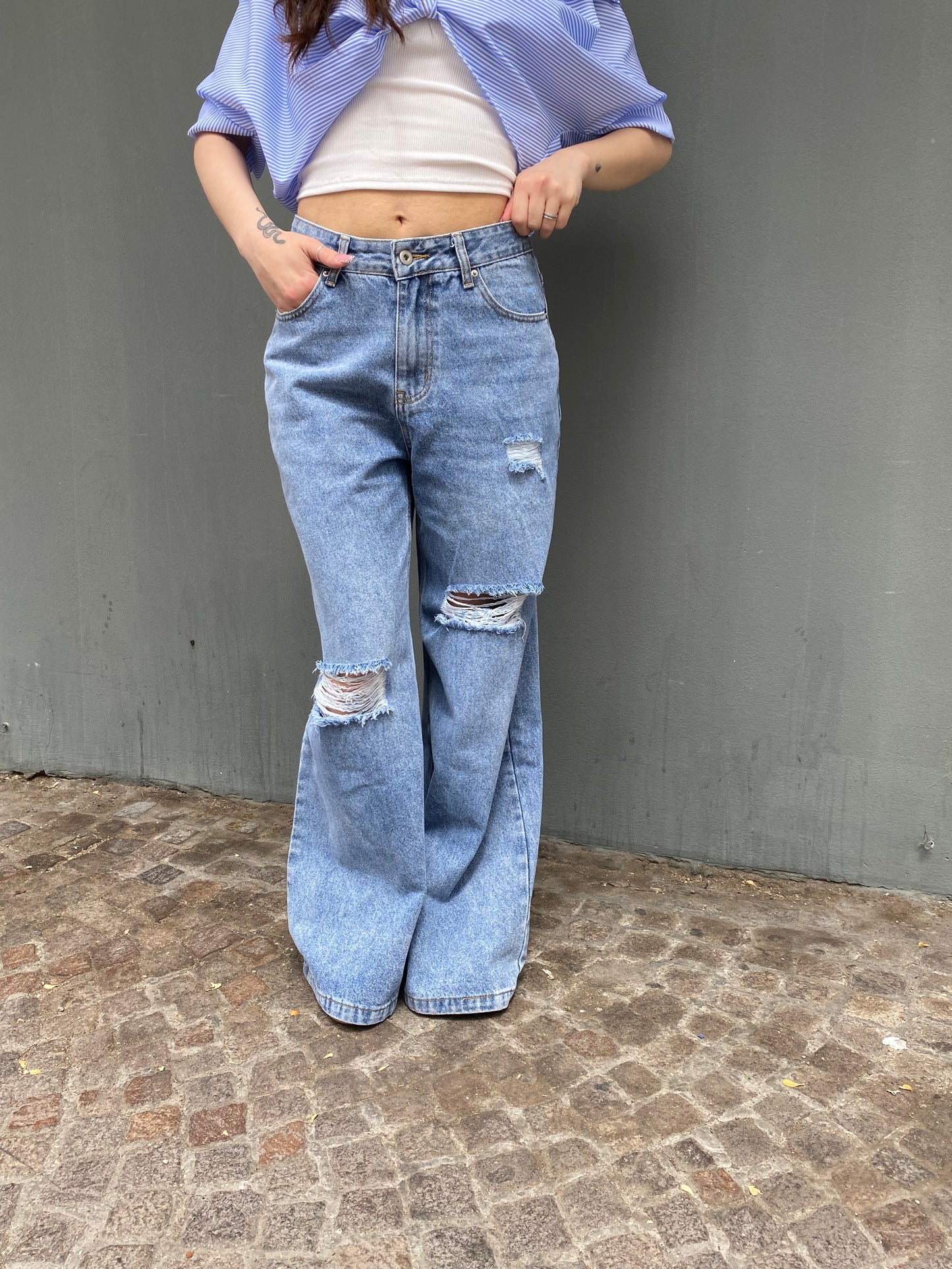 isabel jeans palazzo strappi