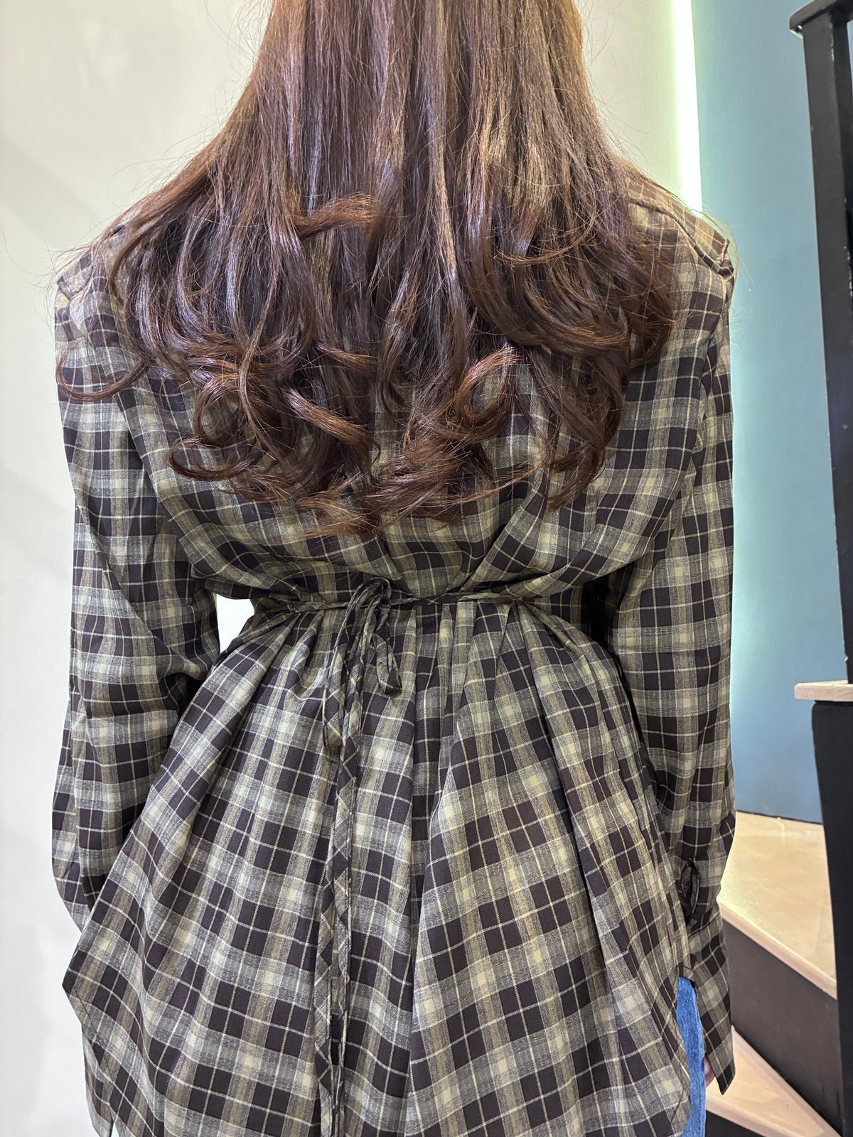monique camicia quadri laccio
