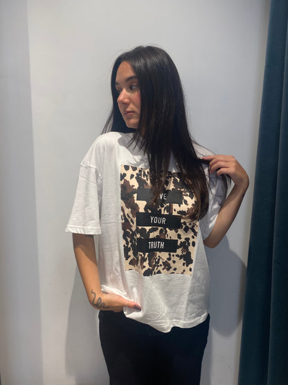 only tshirt stampa e scritta animalier