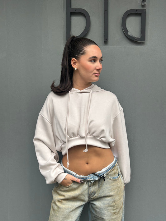 chic felpa crop cappuccio