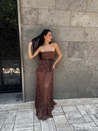 lumina long dress pizzo